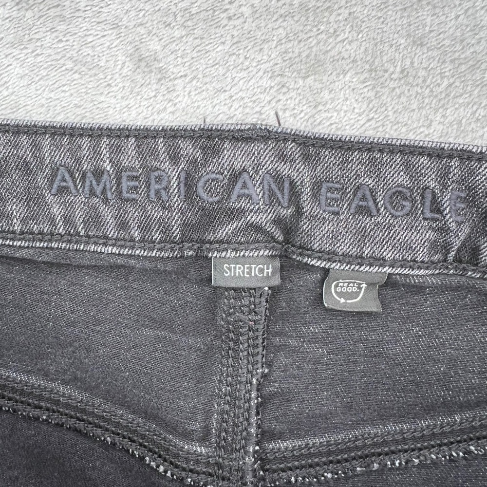 American Eagle Jeans Womens 6 Short Black Super High-Rise Baggy Wide Leg Grunge - Picture 12 of 15